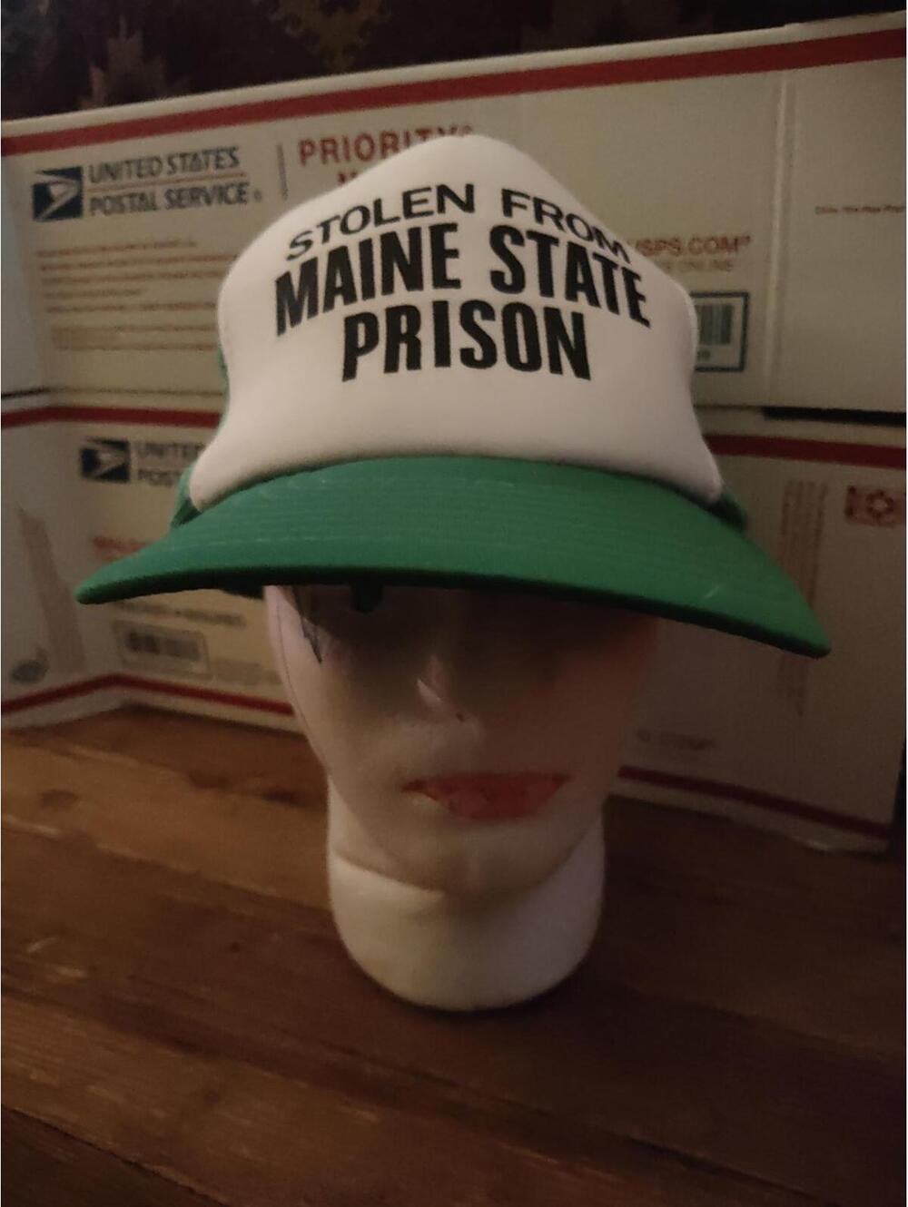 Stolen From Maine State Prison - green trucker cap - EUC
